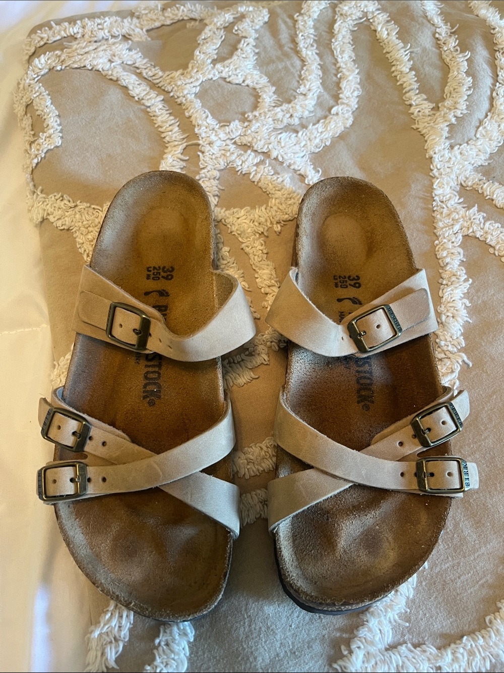 Birkenstock Triple Strap Sandals in Beige